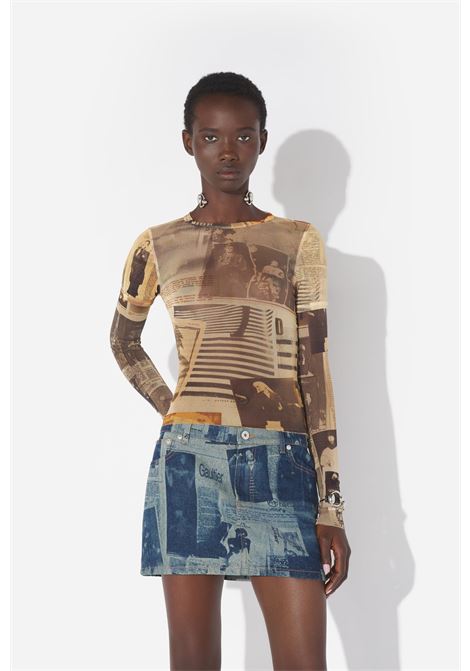 tee journal dponna ecru grigia e rossa JEAN PAUL GAULTIER | 26/01-W-TO416-M013P030830